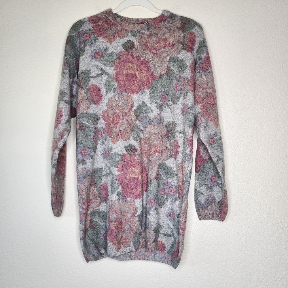 Vintage Epogee Floral Lambswool Angora Blend Sweater M